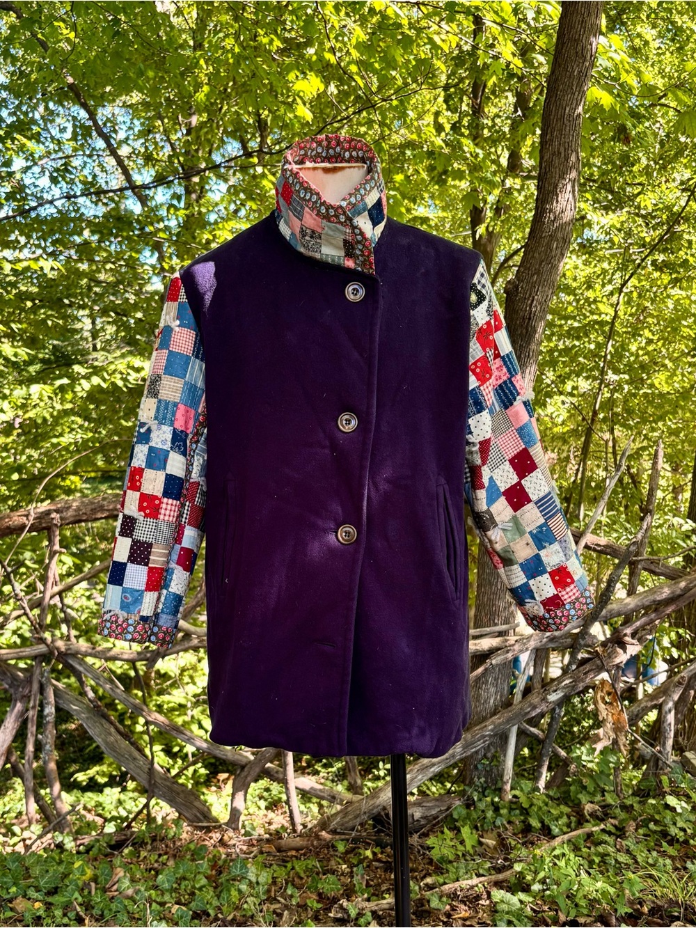 Wool and quilted coat